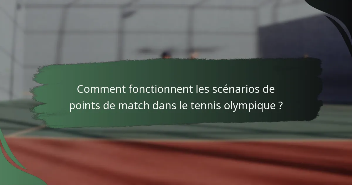 Comment fonctionnent les scénarios de points de match dans le tennis olympique ?
