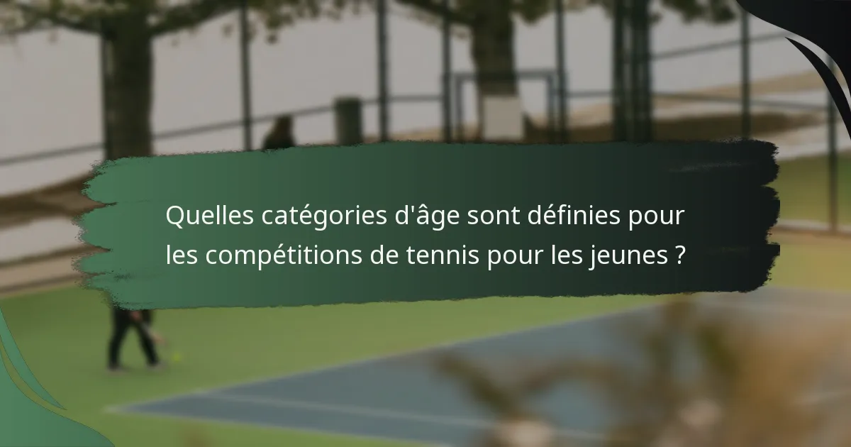 Quelles catégories d'âge sont définies pour les compétitions de tennis pour les jeunes ?