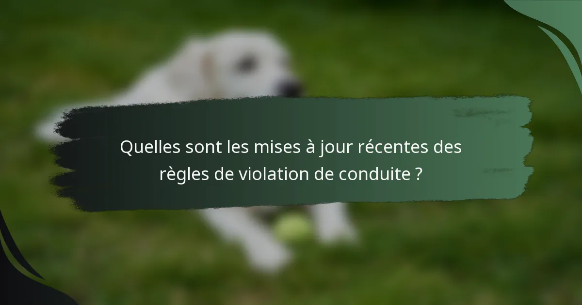 Quelles sont les mises à jour récentes des règles de violation de conduite ?