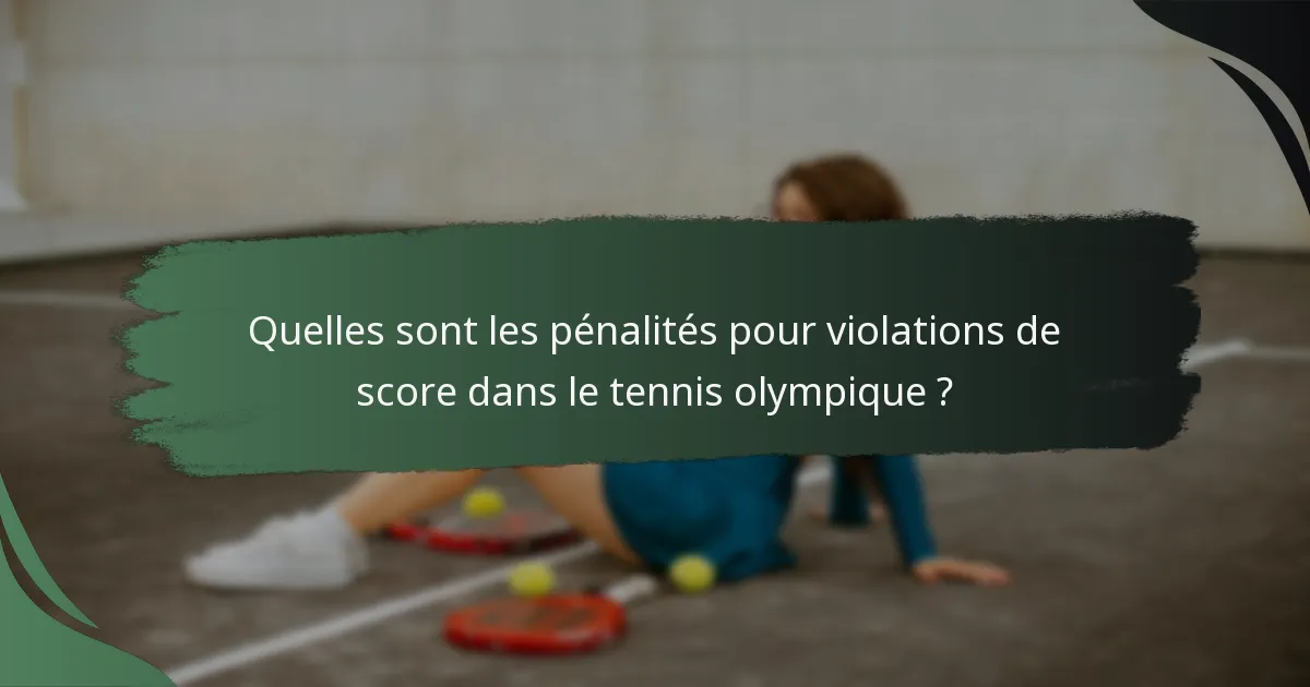 Quelles sont les pénalités pour violations de score dans le tennis olympique ?